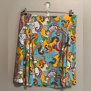 Lauren Ralph Lauren Paisley Skirt Women’s XL Colorful Pleated A-Line Skirt